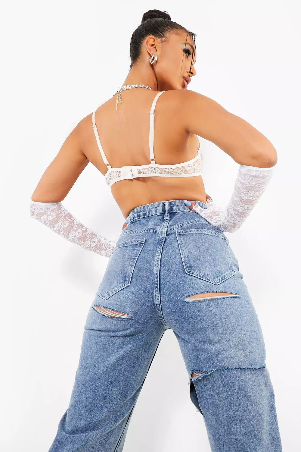 Jeans with a rip in clearance the back